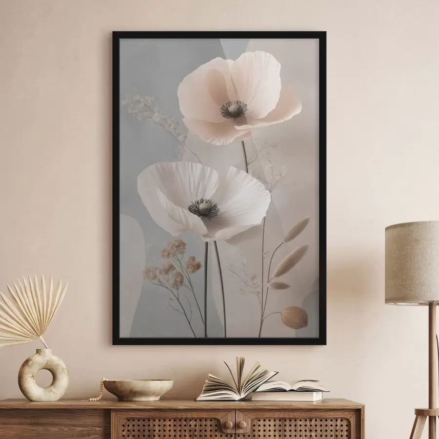 Papier peint Des coquelicots pâles sur un fond aux tons pastel f49200
