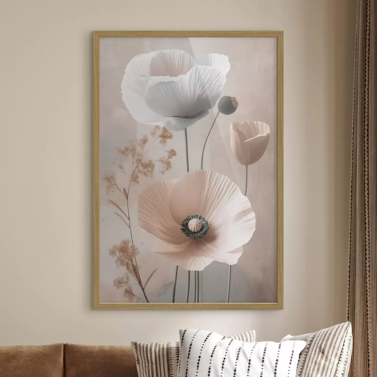Poster De délicats coquelicots accompagnés de branches séchées f49201