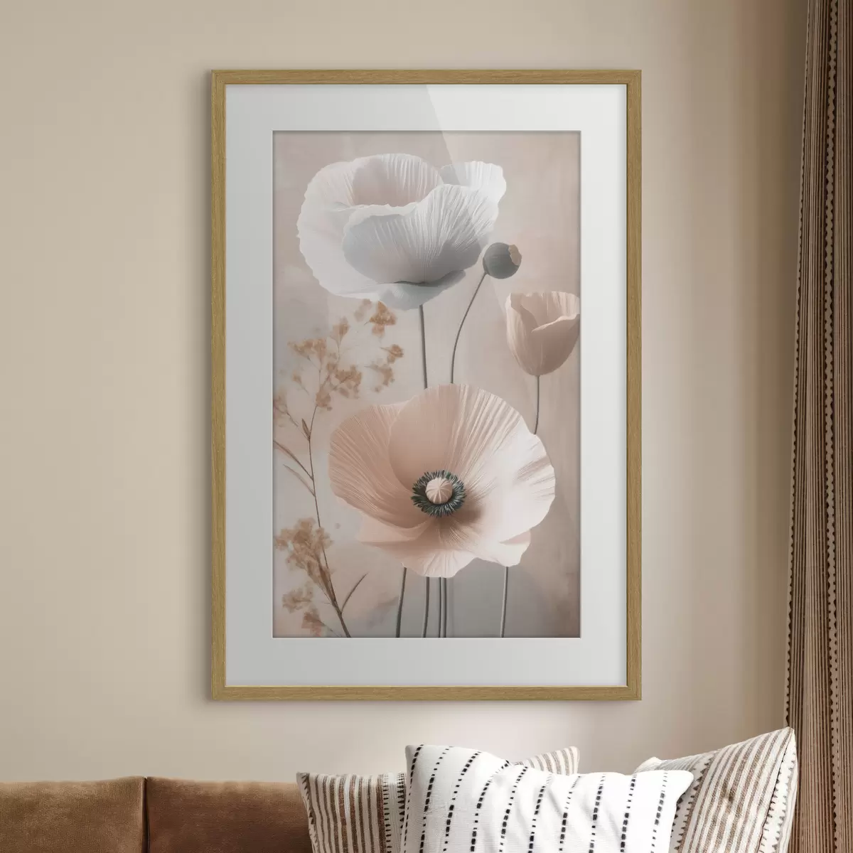 Poster De délicats coquelicots accompagnés de branches séchées f49201