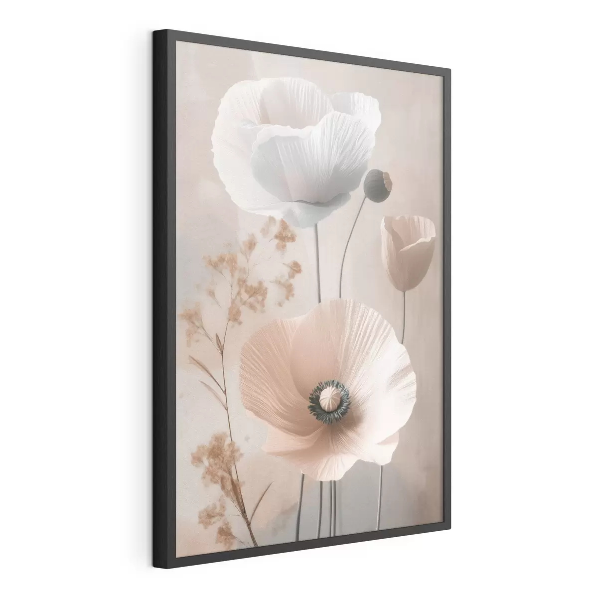 Poster De délicats coquelicots accompagnés de branches séchées f49201