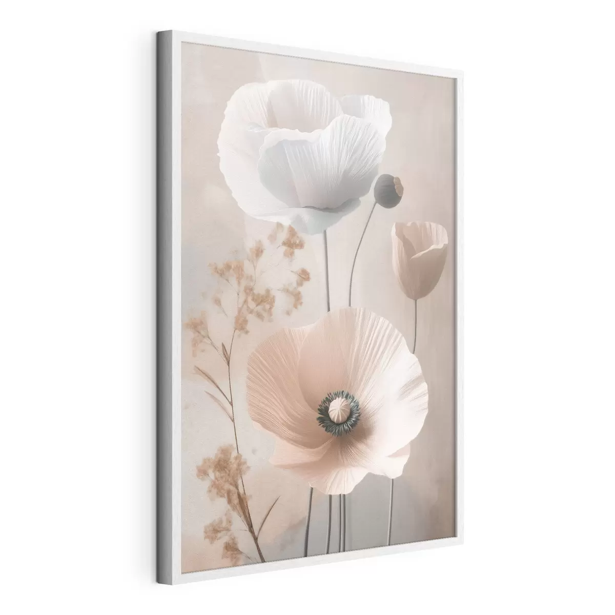 Poster De délicats coquelicots accompagnés de branches séchées f49201