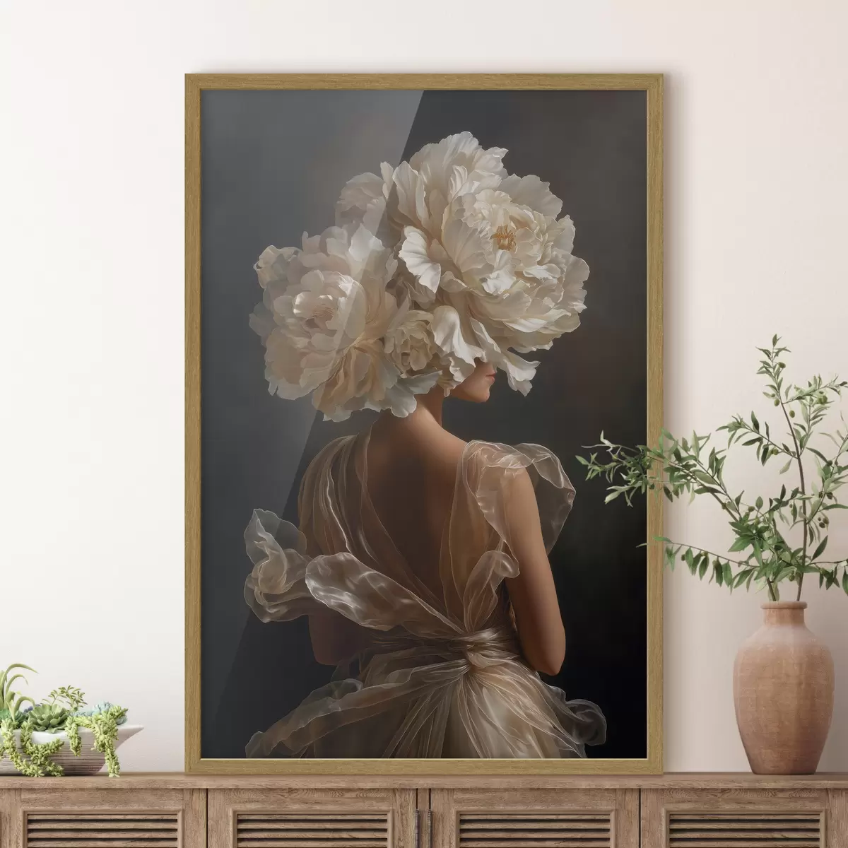 Poster Couronne de fleurs crème f49202