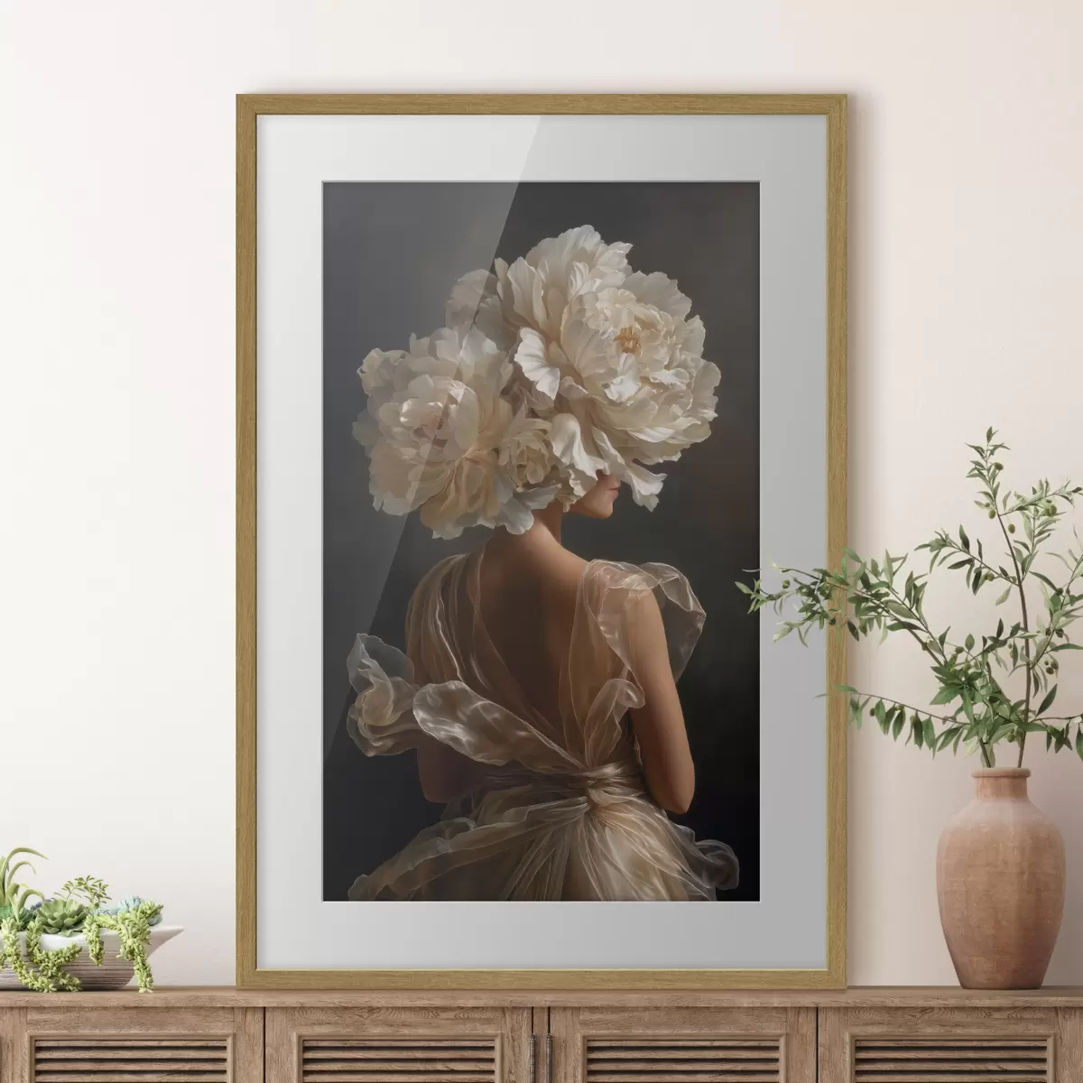 Poster Couronne de fleurs crème f49202