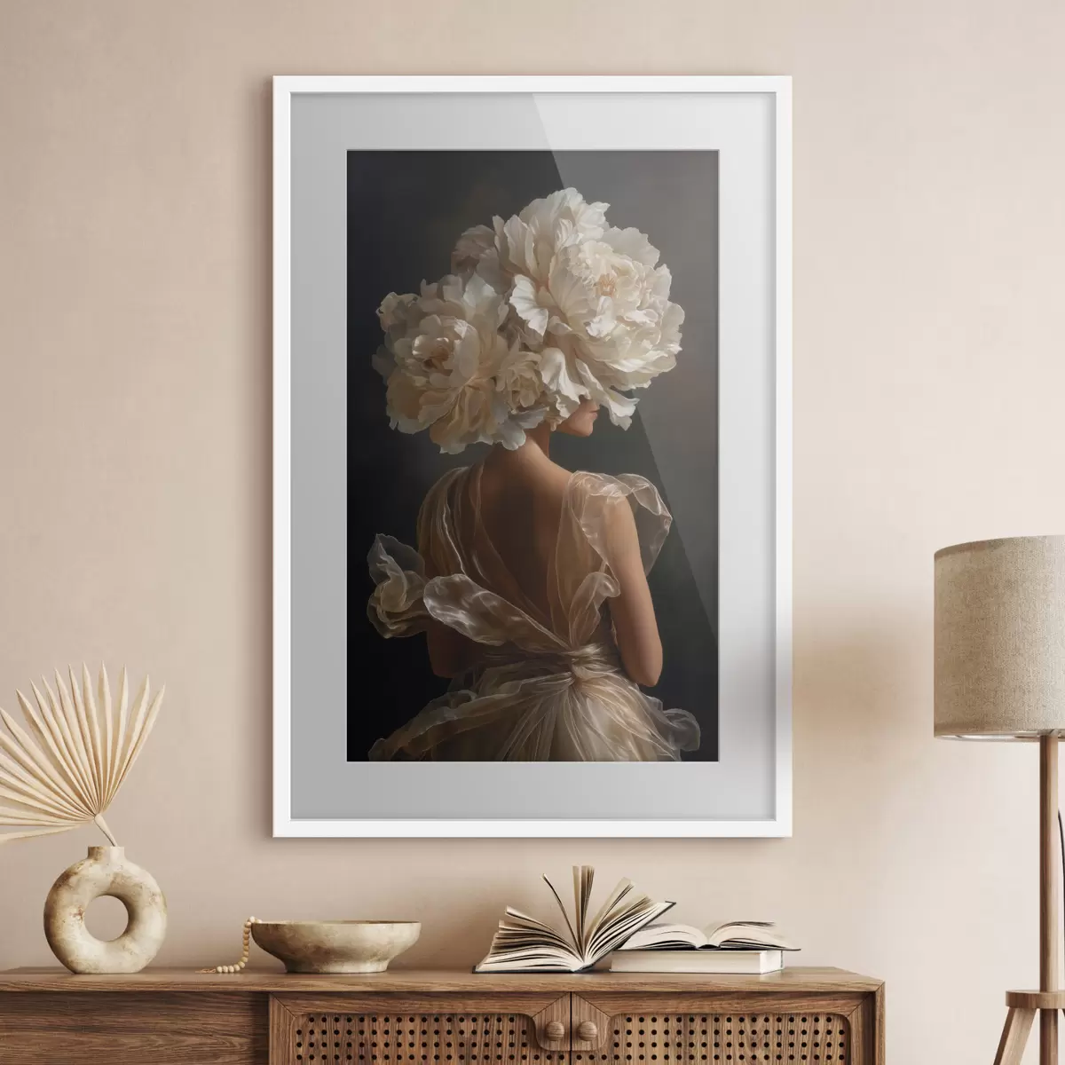Poster Couronne de fleurs crème f49202