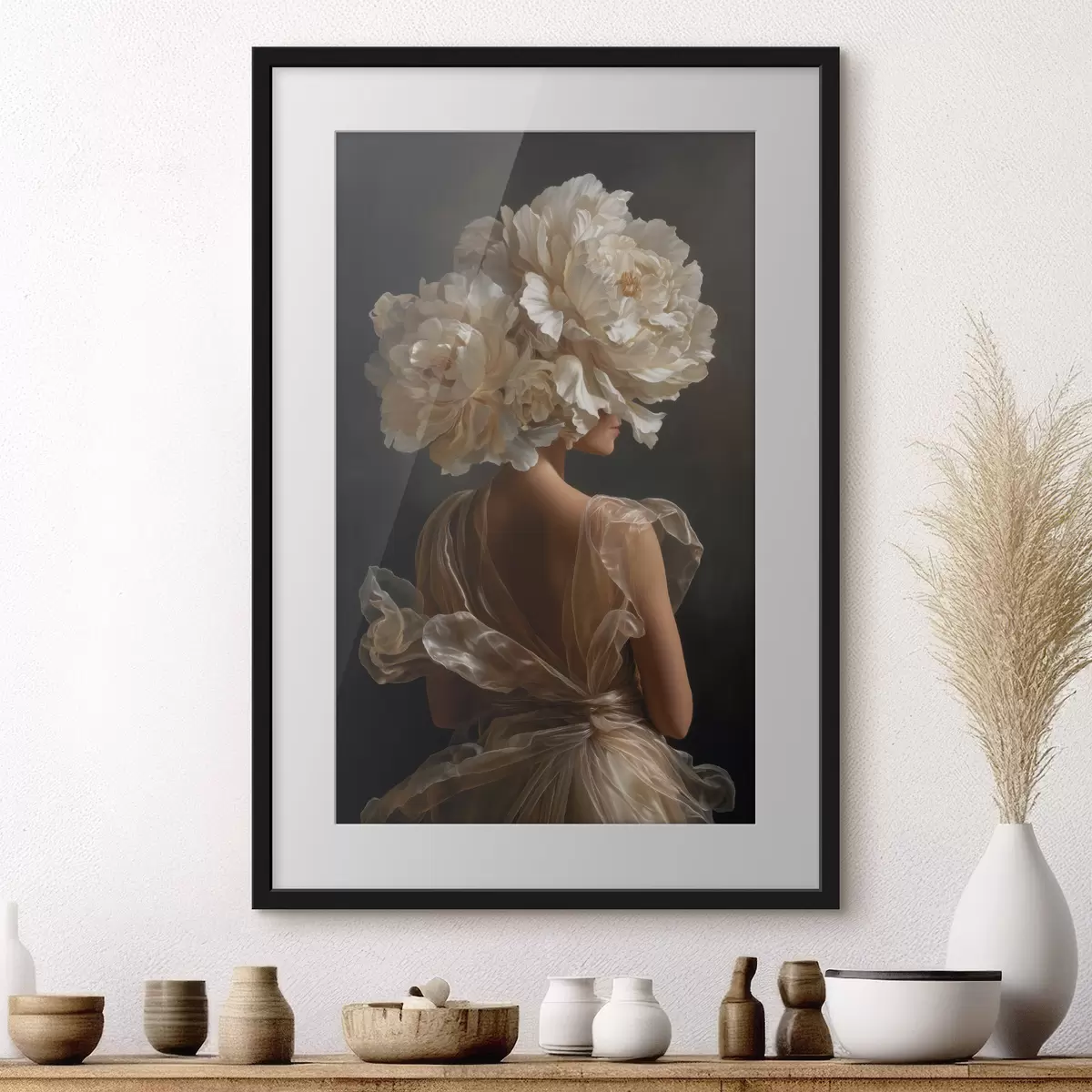 Poster Couronne de fleurs crème f49202