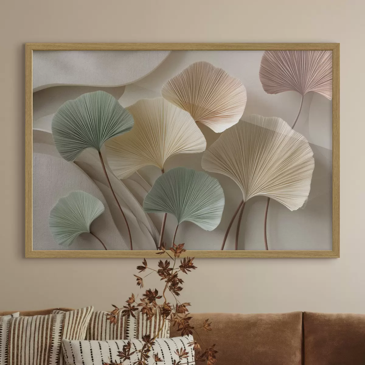 Poster Ginkgo aux tons feutrés f49207