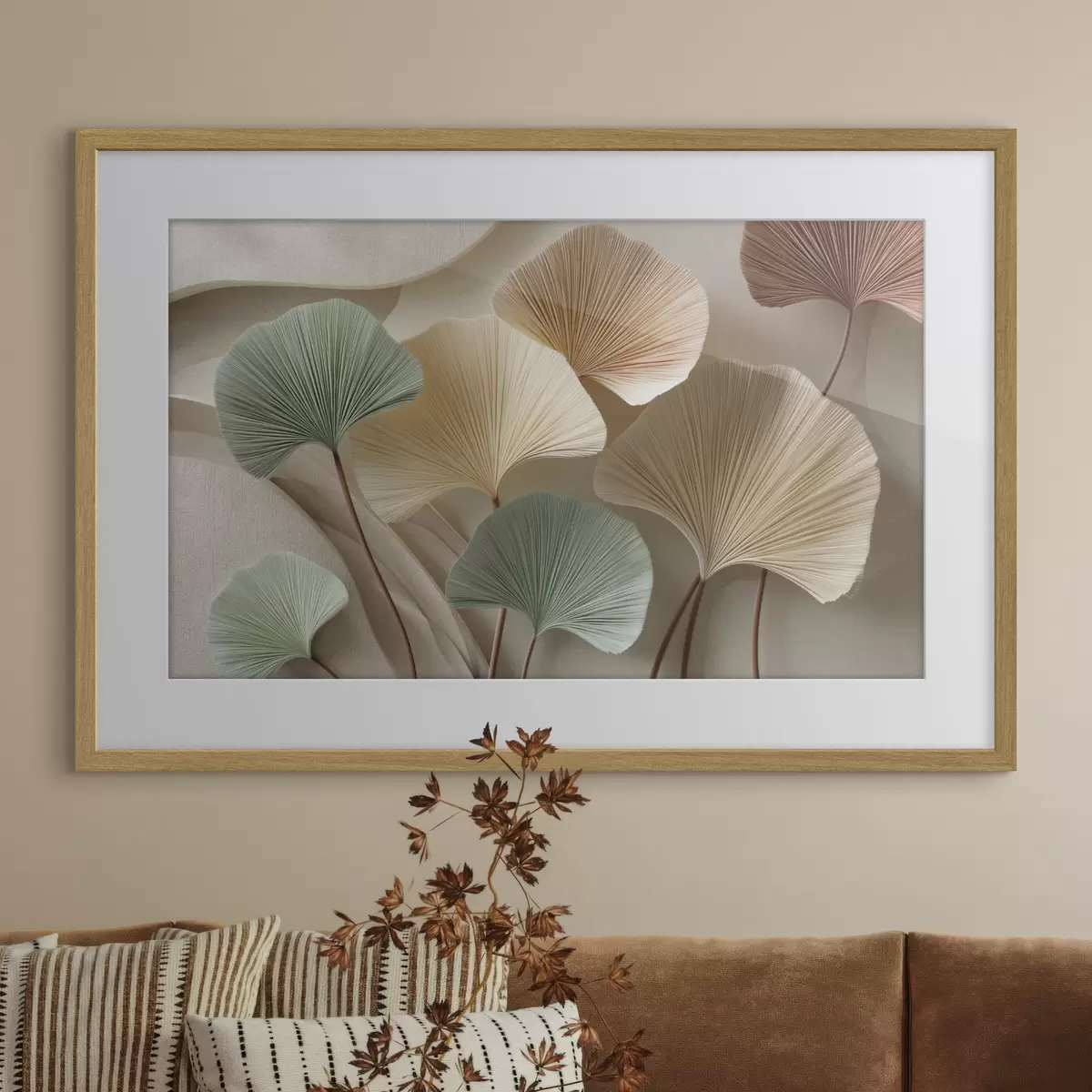 Poster Ginkgo aux tons feutrés f49207