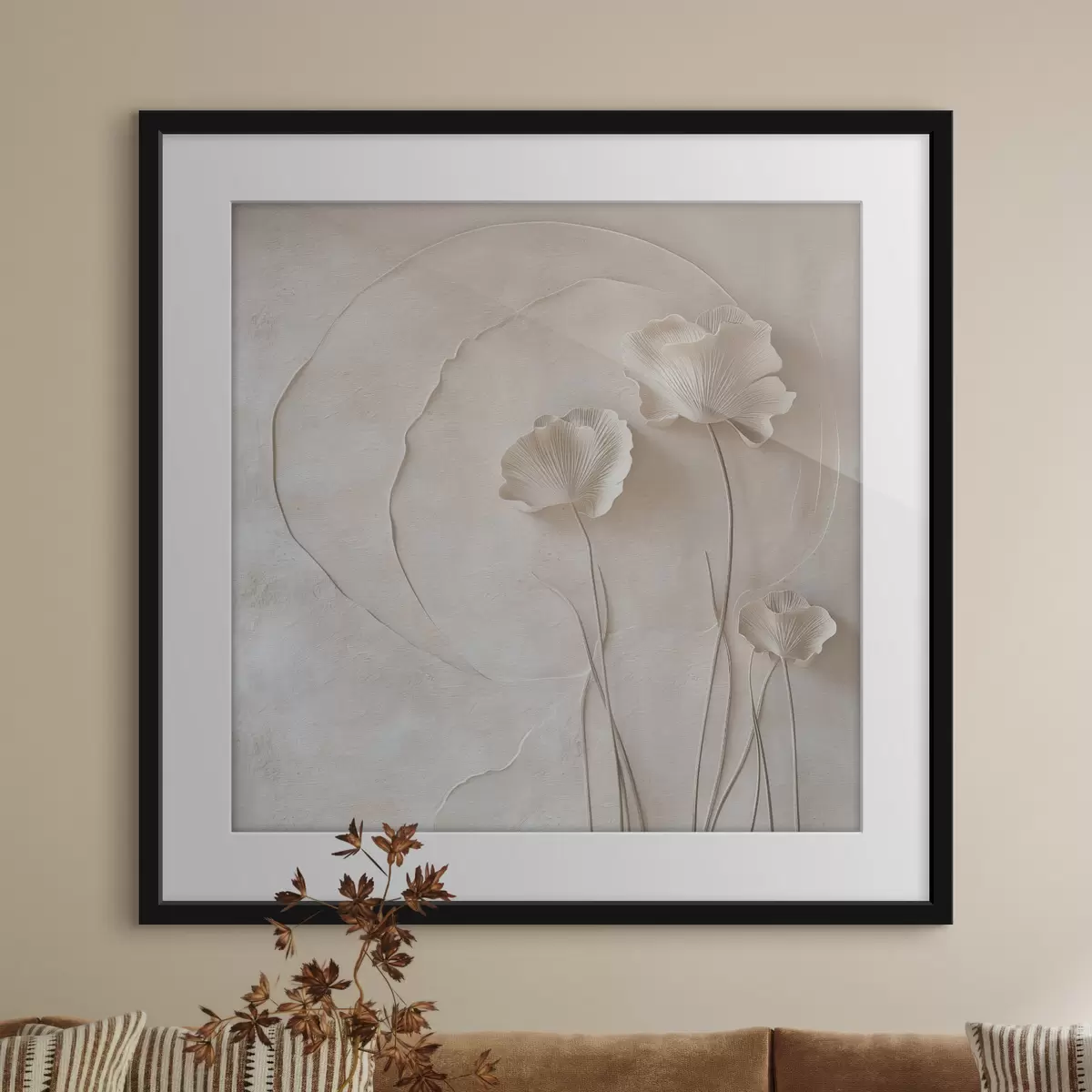 Poster Quelques fleurs sur un fond aux textures légères f49211