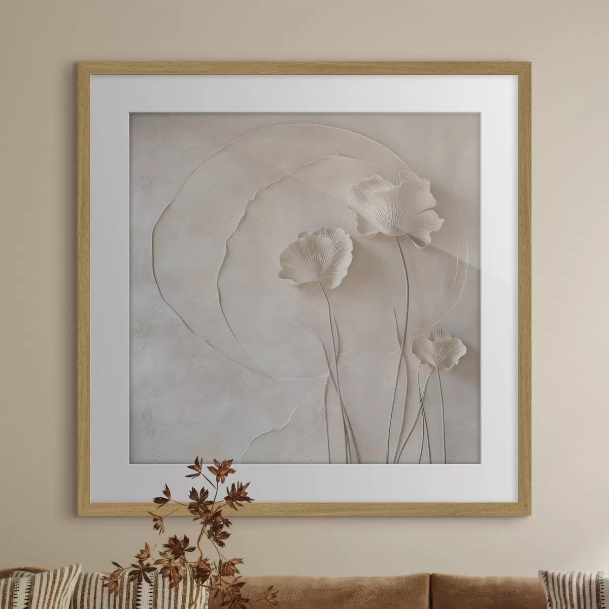 Poster Quelques fleurs sur un fond aux textures légères f49211