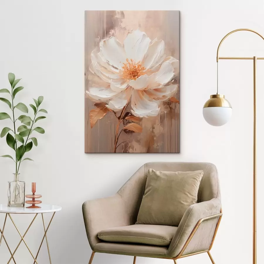 Tableau Une fleur délicate sur un fond abstrait aux tons doux s49181