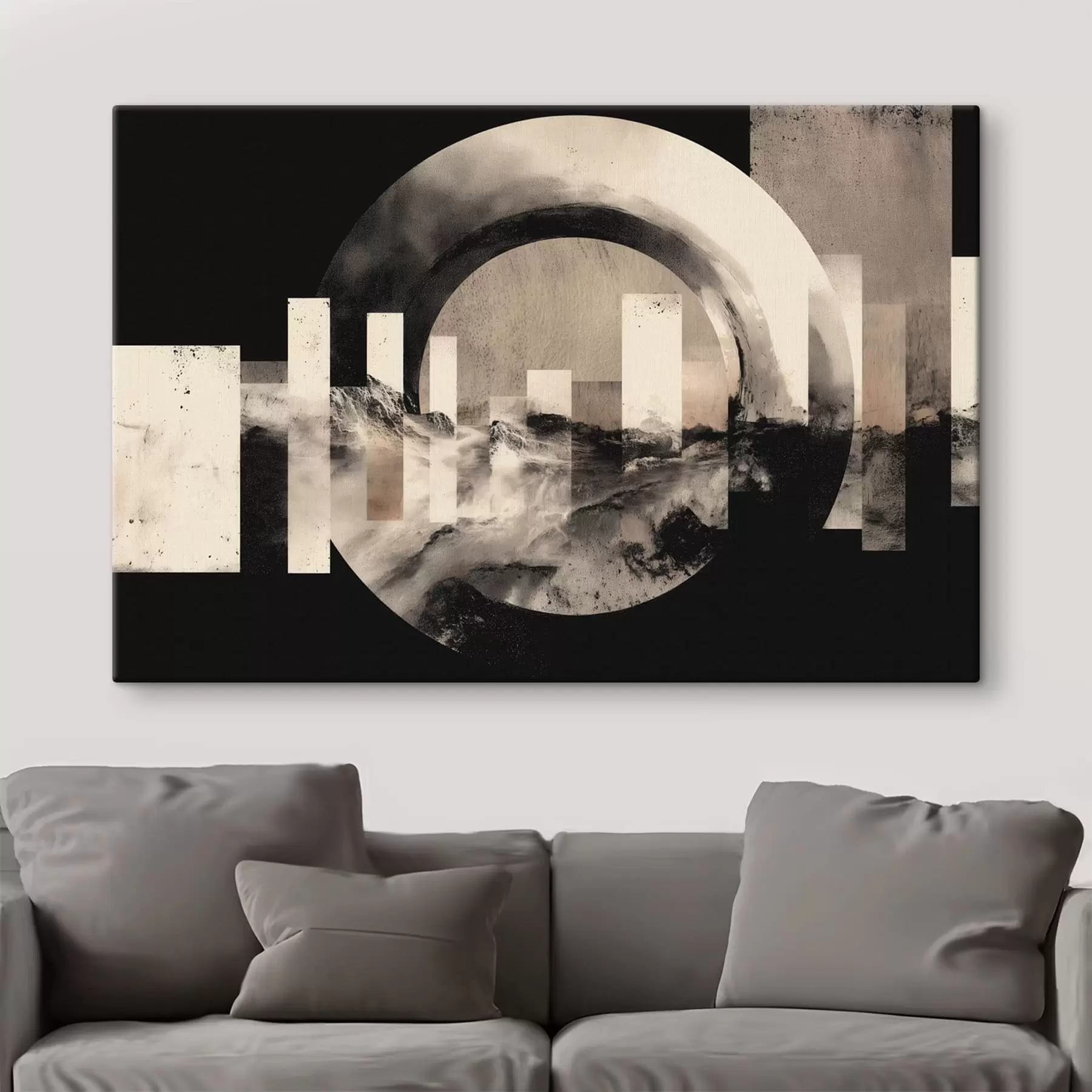 Tableau Abstraction géométrique à base de cercles et de rectangles s49183