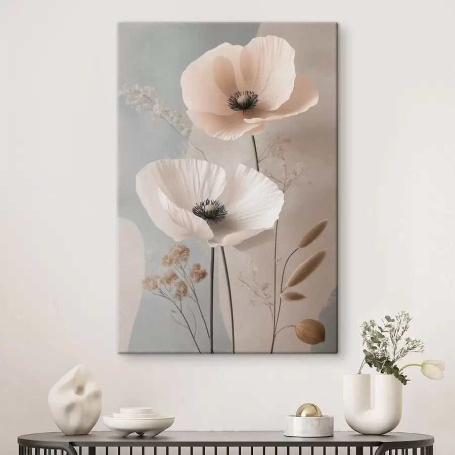 Tableau Des coquelicots pâles sur un fond aux tons pastel s49200