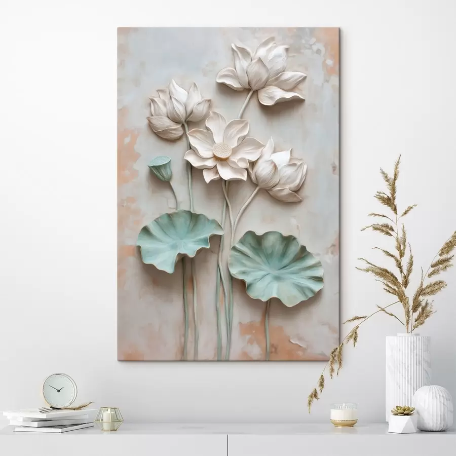 Tableau Des lotus aux teintes pastel délicates s49205