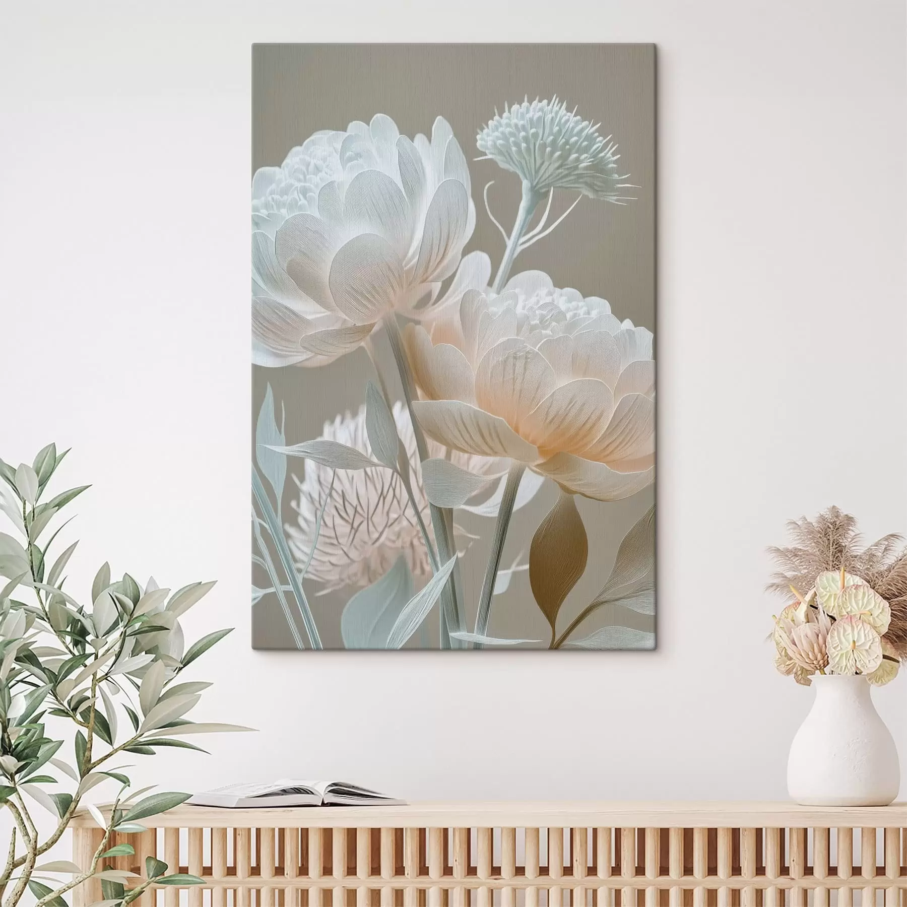 Tableau Composition aérienne de fleurs aux tons pastel s49210