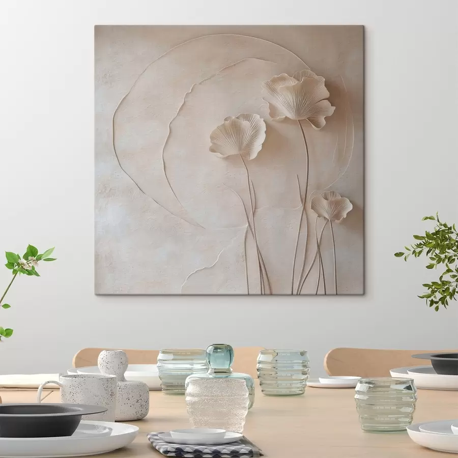 Tableau Quelques fleurs sur un fond aux textures légères s49211