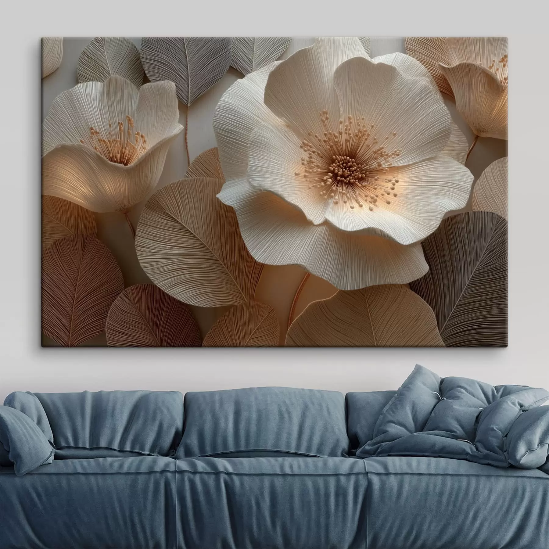 Tableau Des fleurs et des feuilles superposées dans des tons chauds s49218