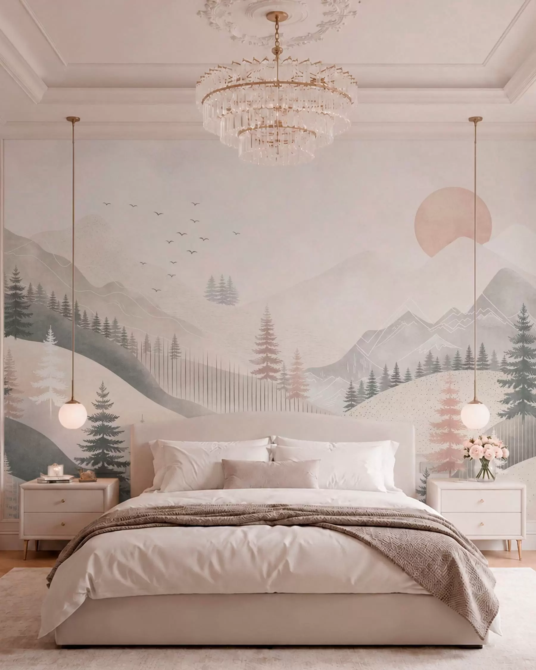 Papier peint Matin rose en montagne w05626