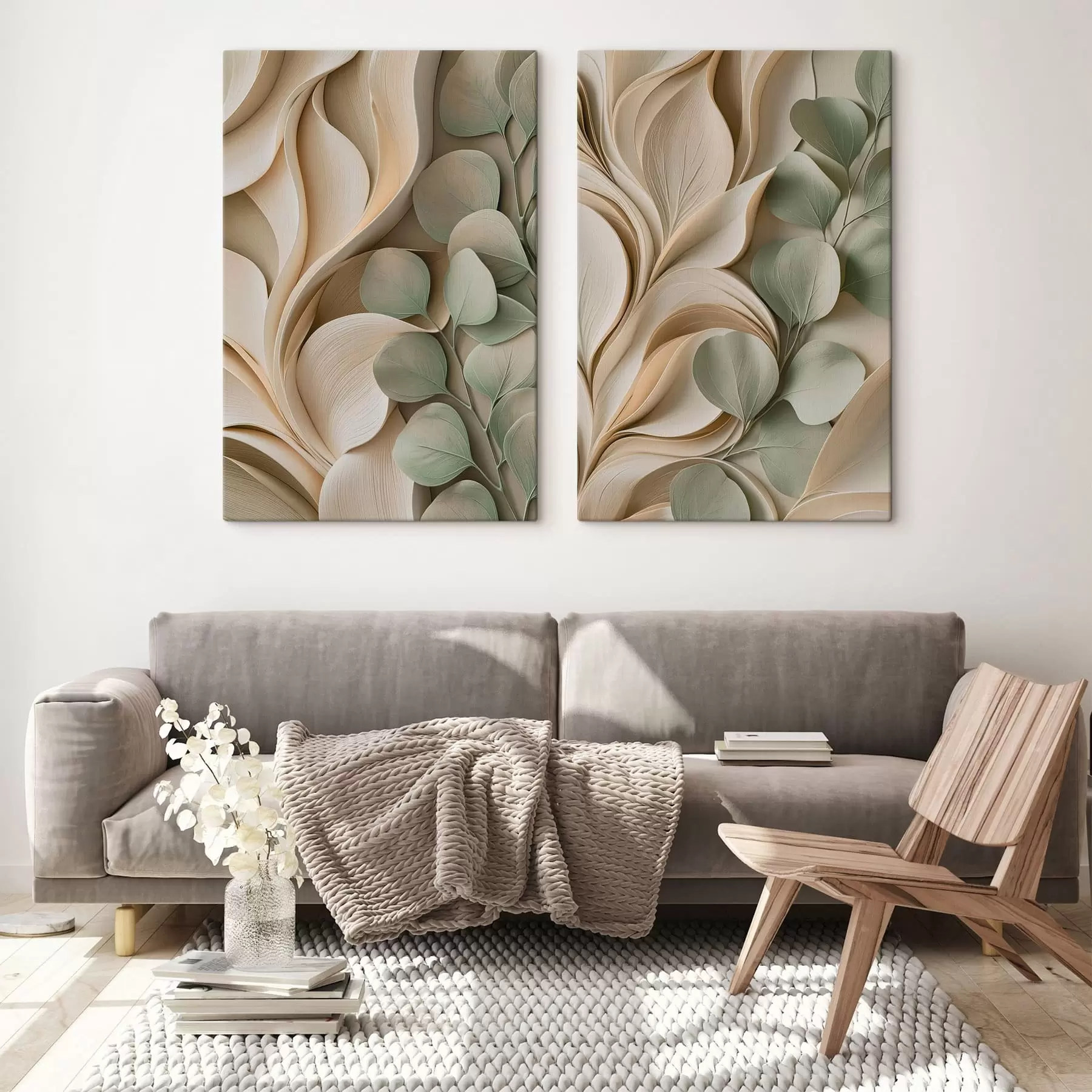 Tableau Abstraction avec une branche feuillue m30463