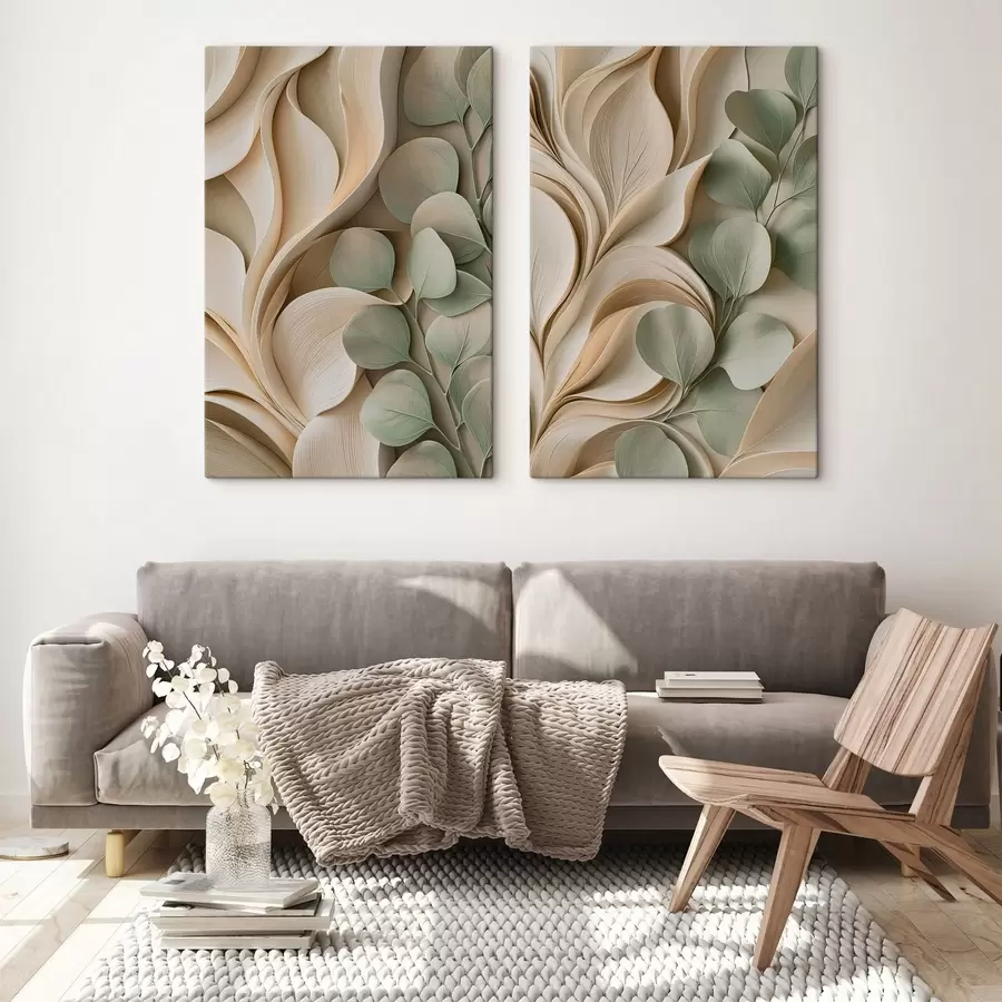 Tableau Abstraction avec une branche feuillue m30463