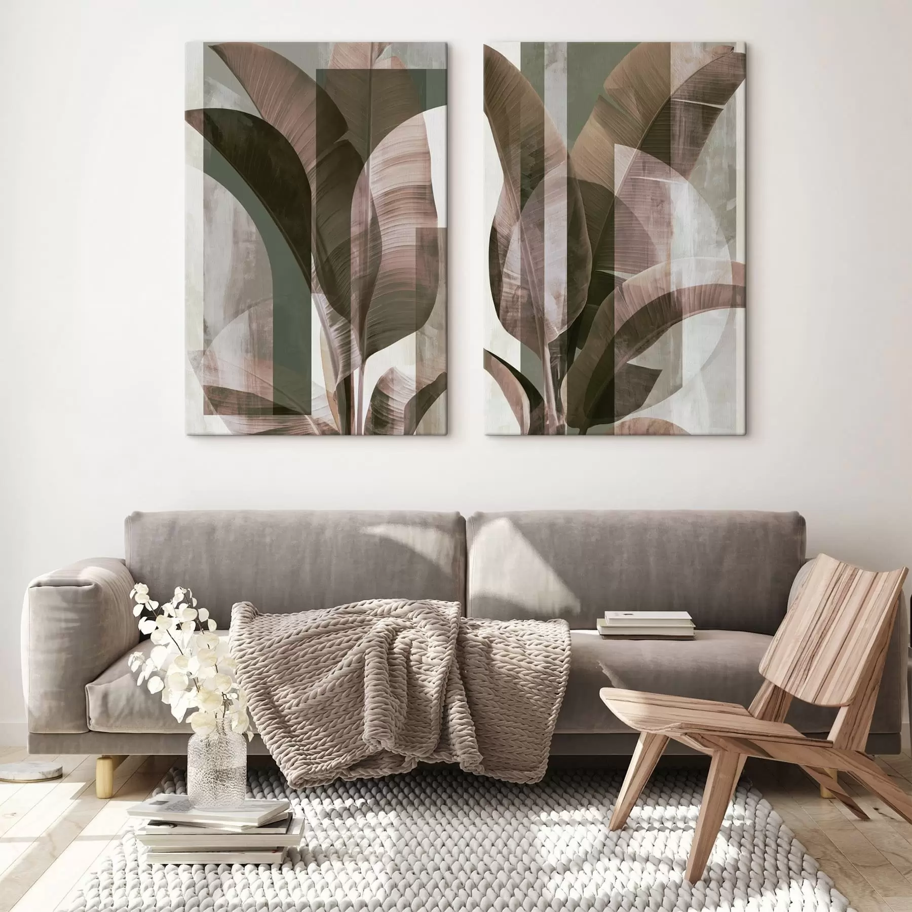 Tableau Abstraction avec des feuilles tropicales m30464
