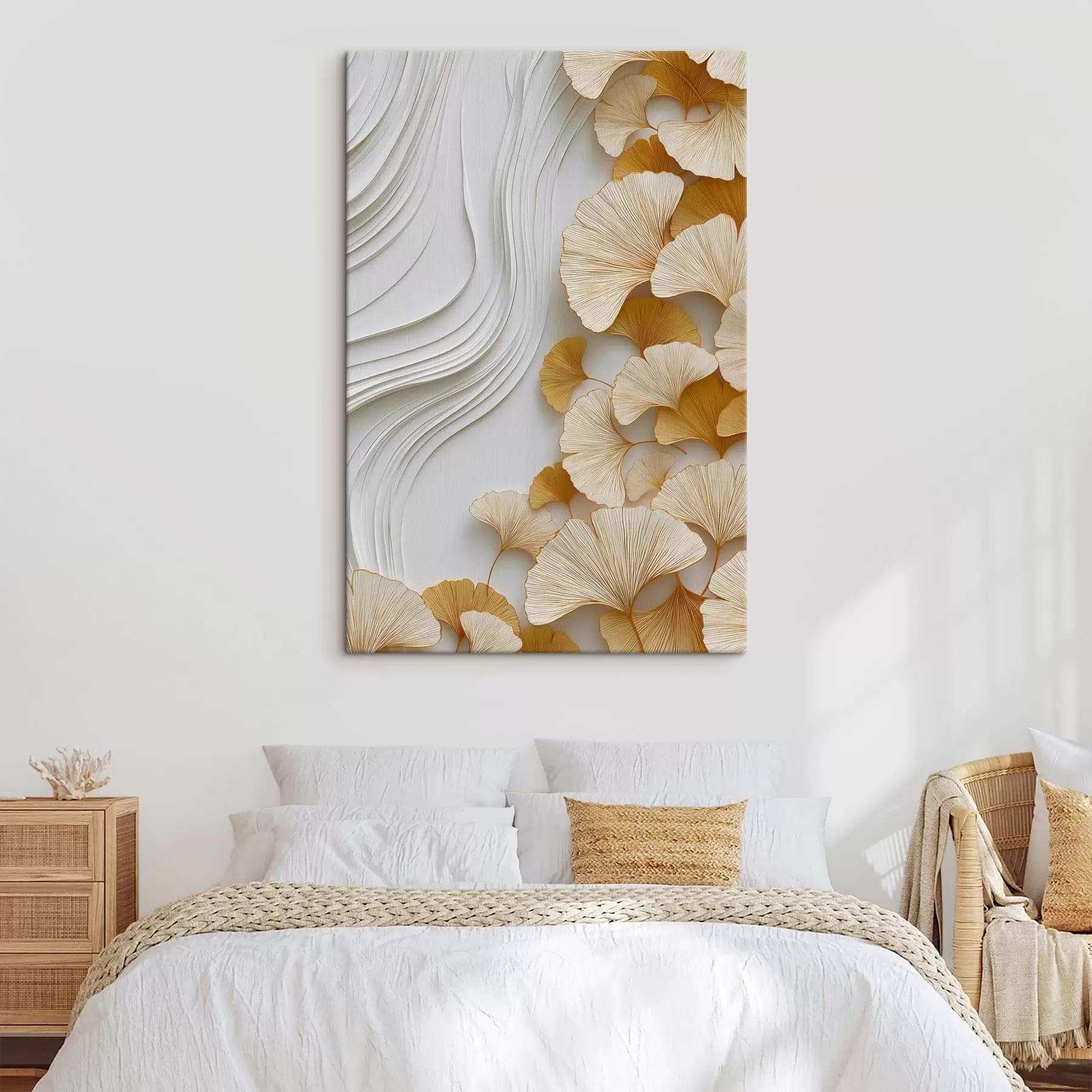 Tableau Une abstraction avec des feuilles de ginkgo s49116