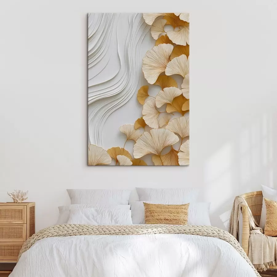 Tableau Une abstraction avec des feuilles de ginkgo s49116