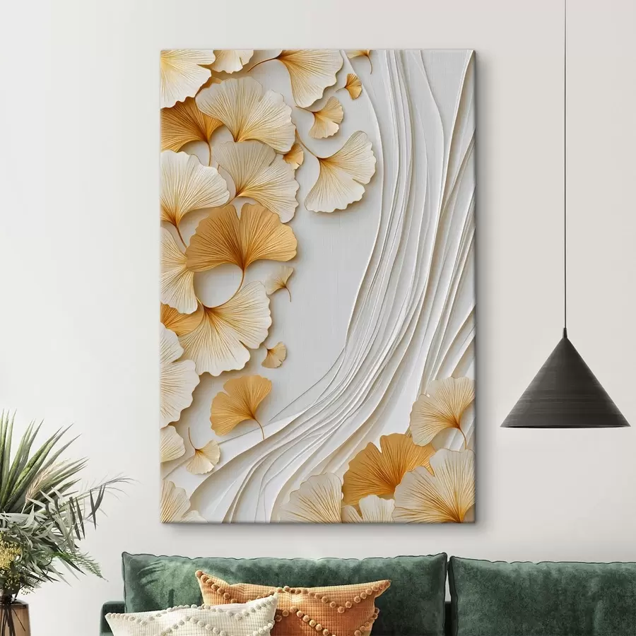 Tableau Une abstraction avec des feuilles de ginkgo s49117