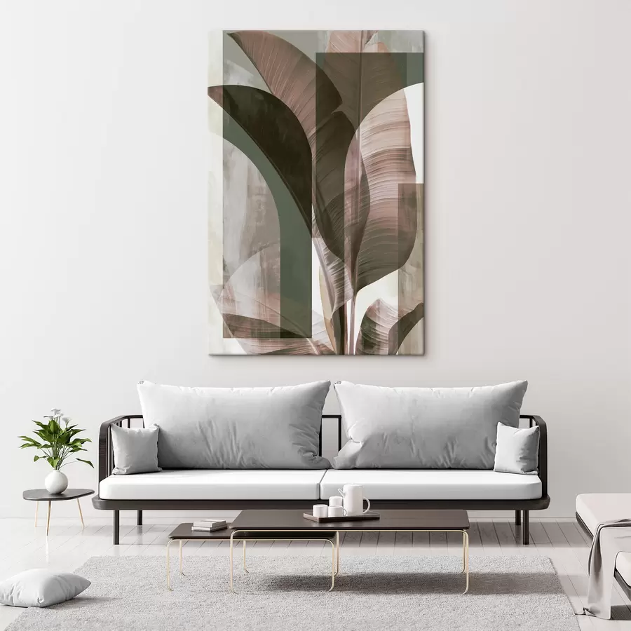 Tableau Abstraction avec des feuilles tropicales s49124