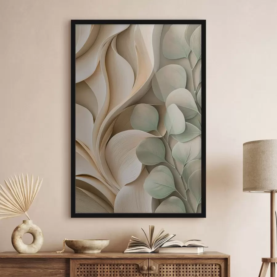 Papier peint Abstraction avec une branche feuillue f49122