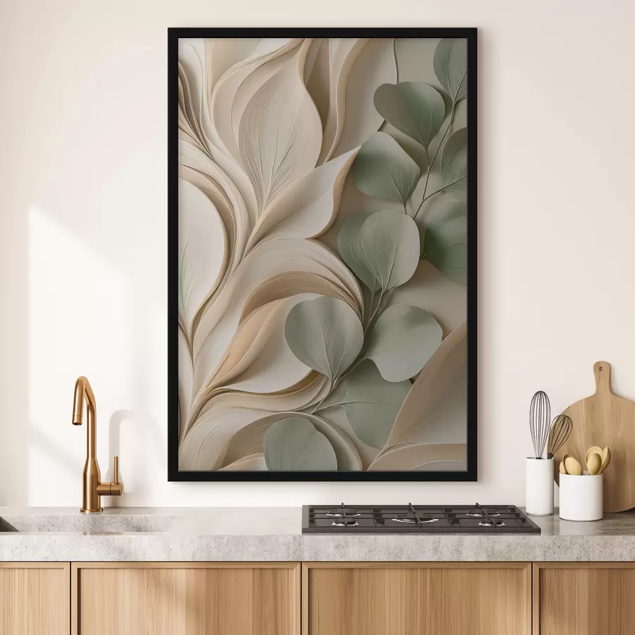 Papier peint Abstraction avec une branche feuillue f49123