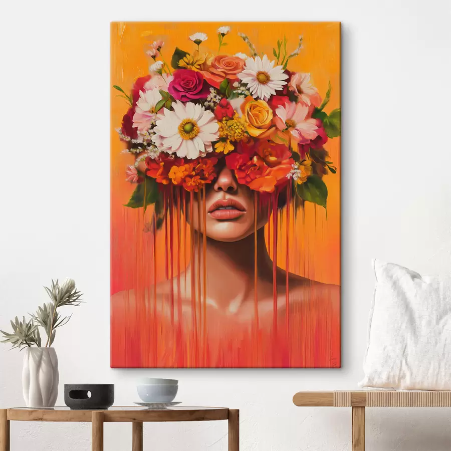 Tableau Une jeune fille aux fleurs s49259