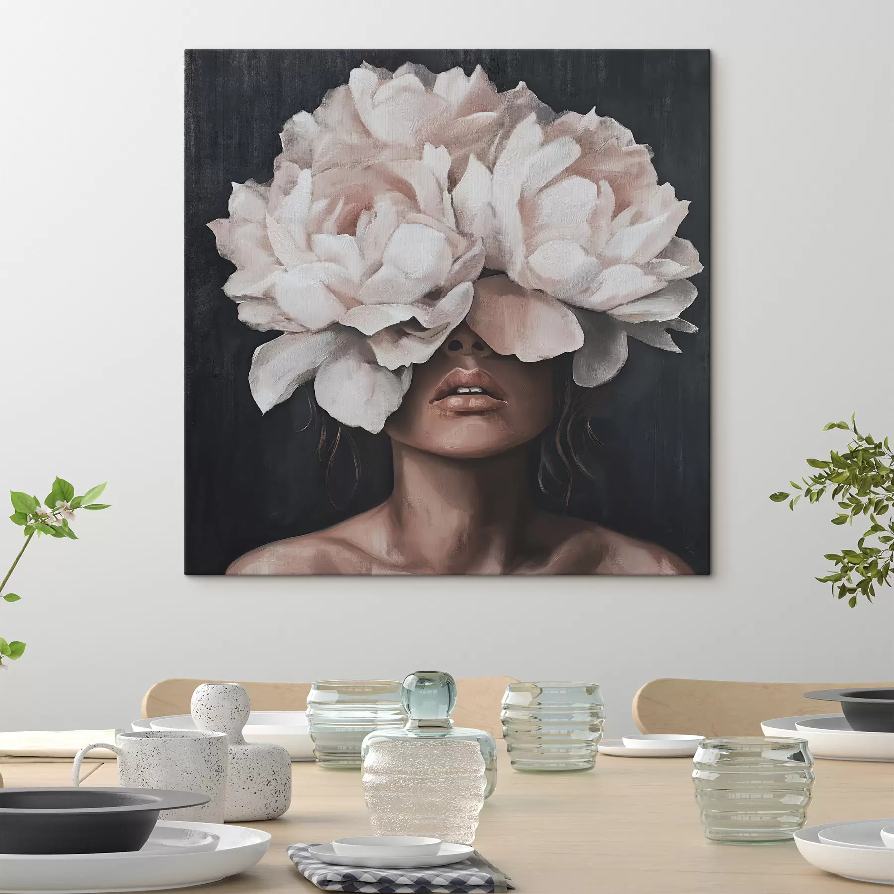 Tableau Une jeune fille aux fleurs s49260
