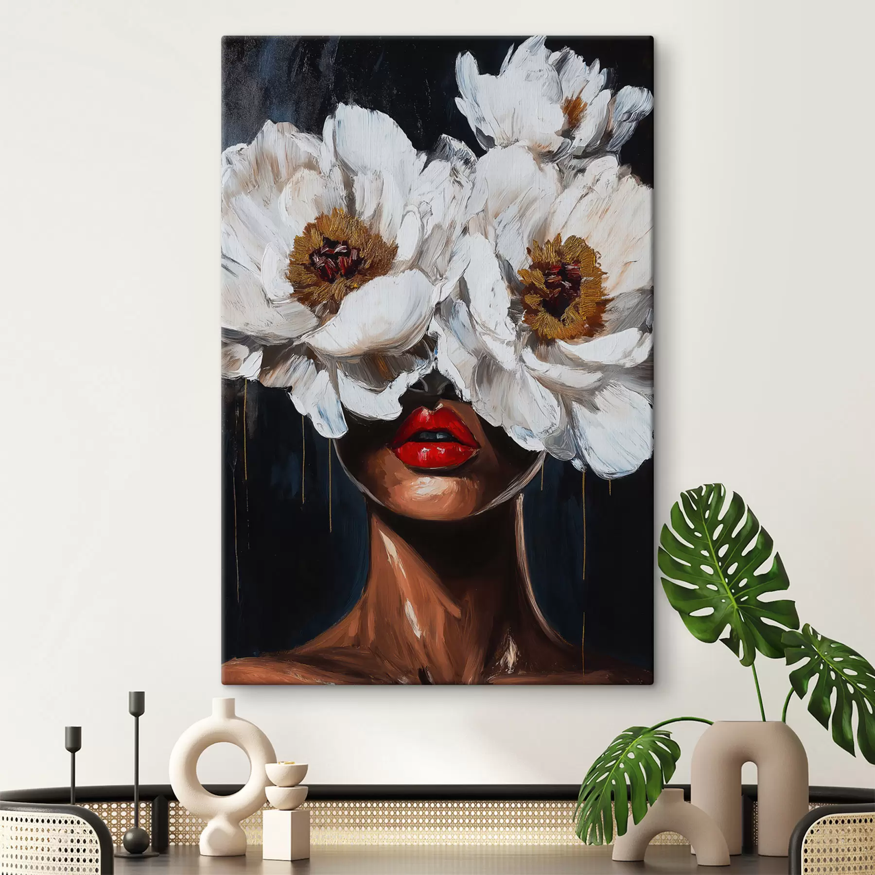 Tableau Fille avec des fleurs s49269