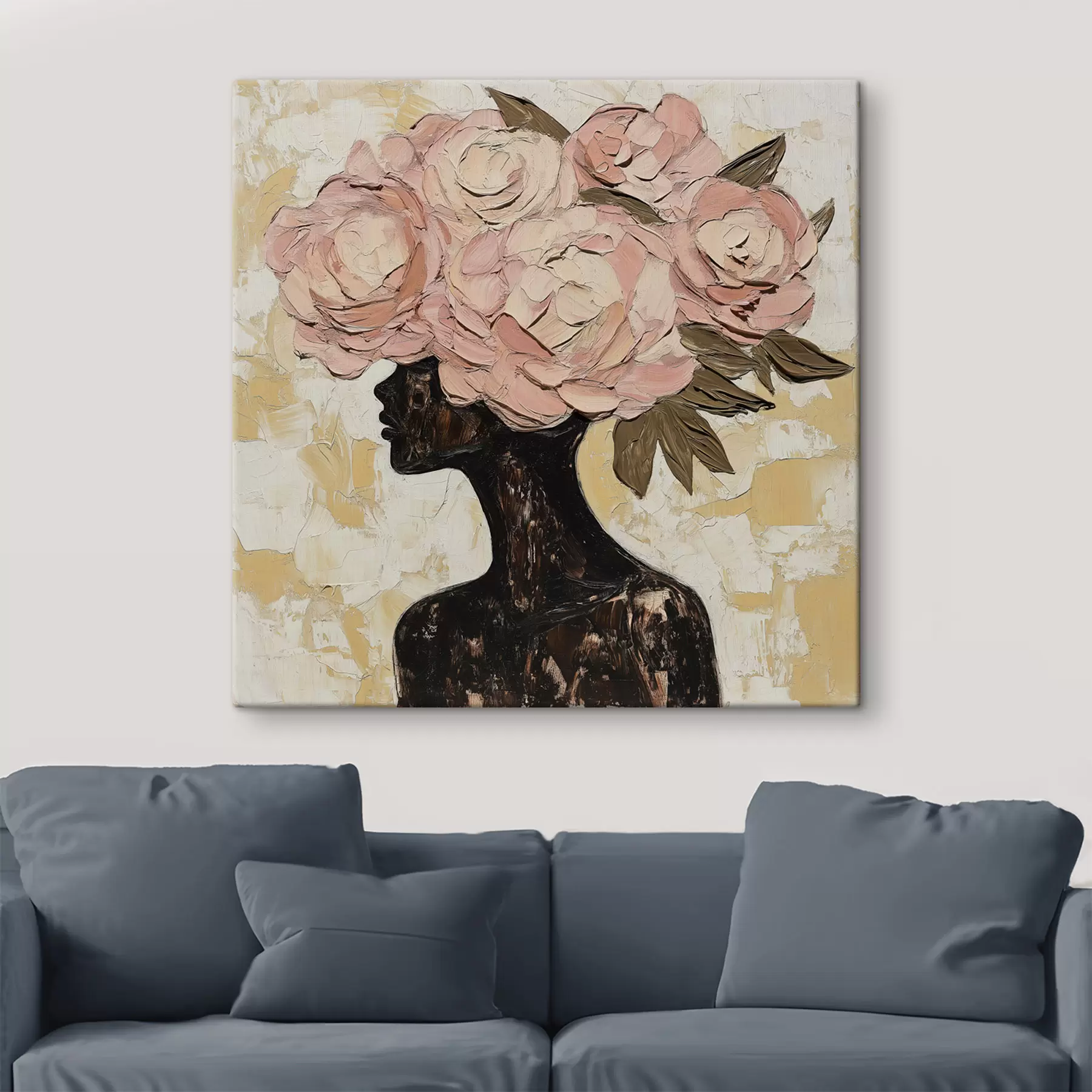 Tableau Une jeune fille aux fleurs s49286