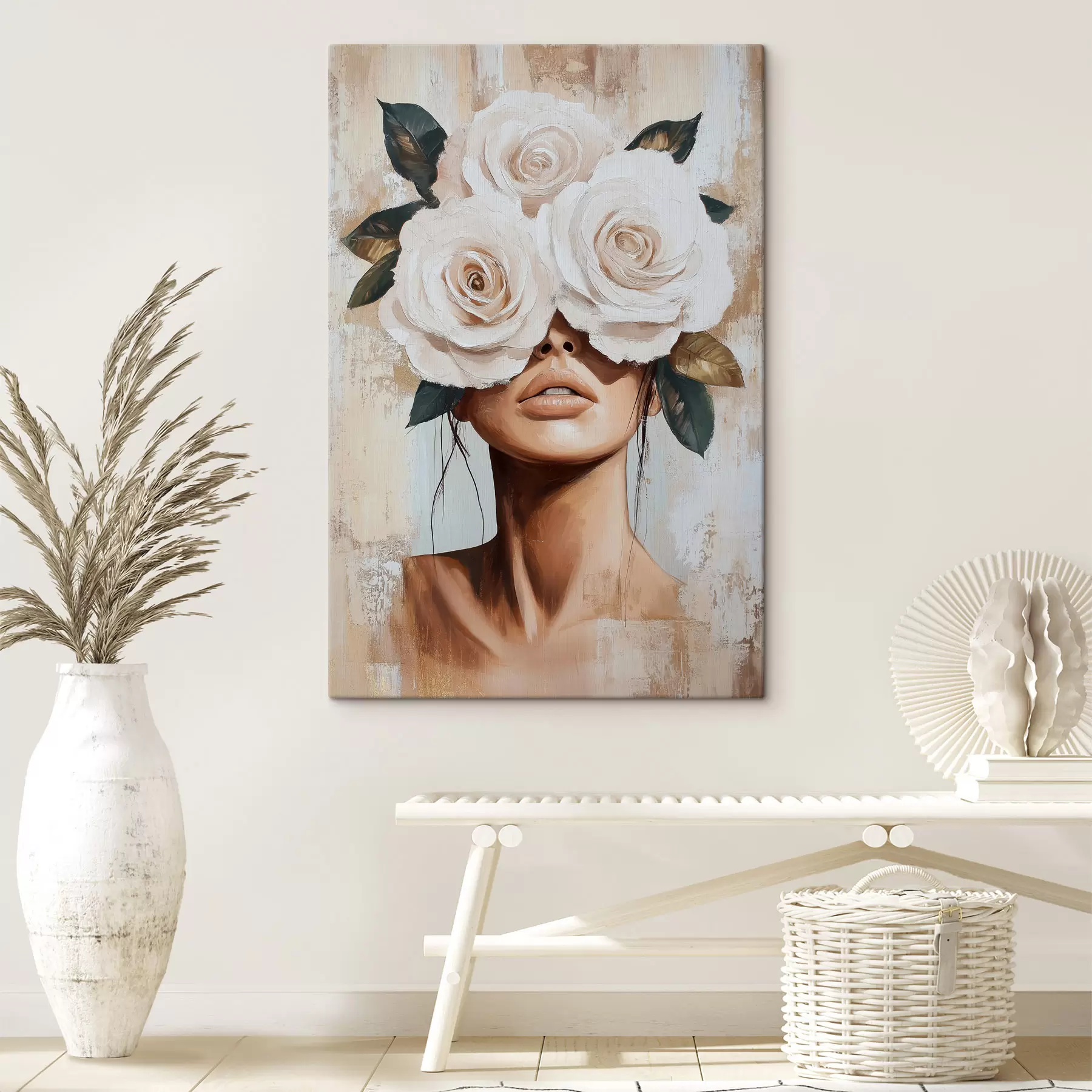 Tableau Une jeune fille aux fleurs s49288