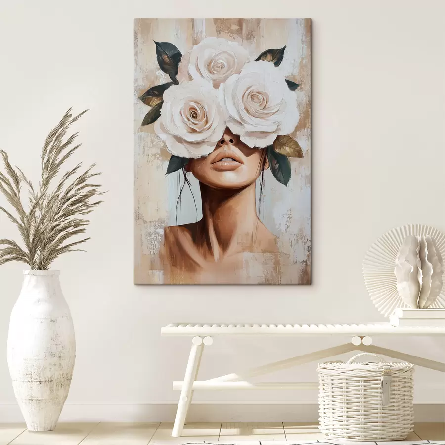 Tableau Une jeune fille aux fleurs s49288