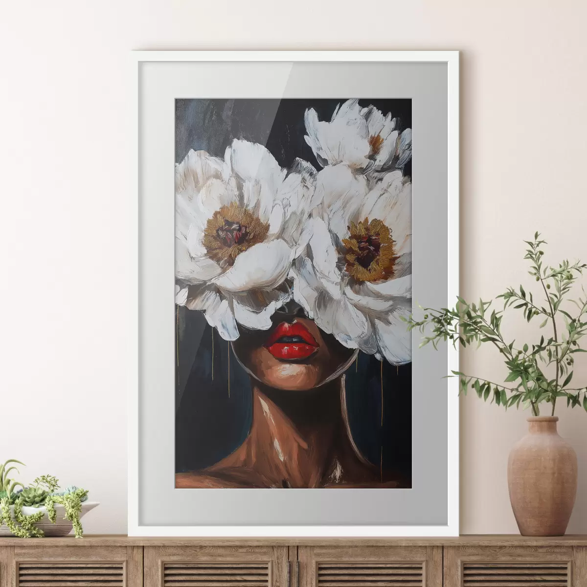 Poster Fille avec des fleurs f49269