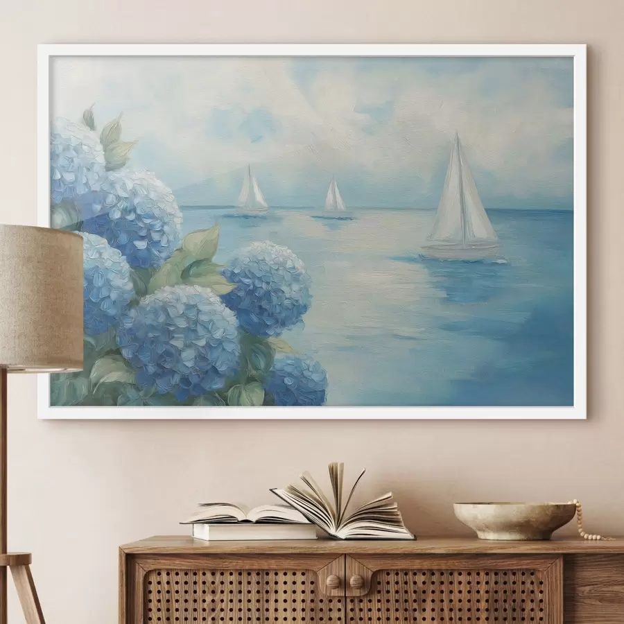 Papier peint Paysage marin aux hortensias f49276