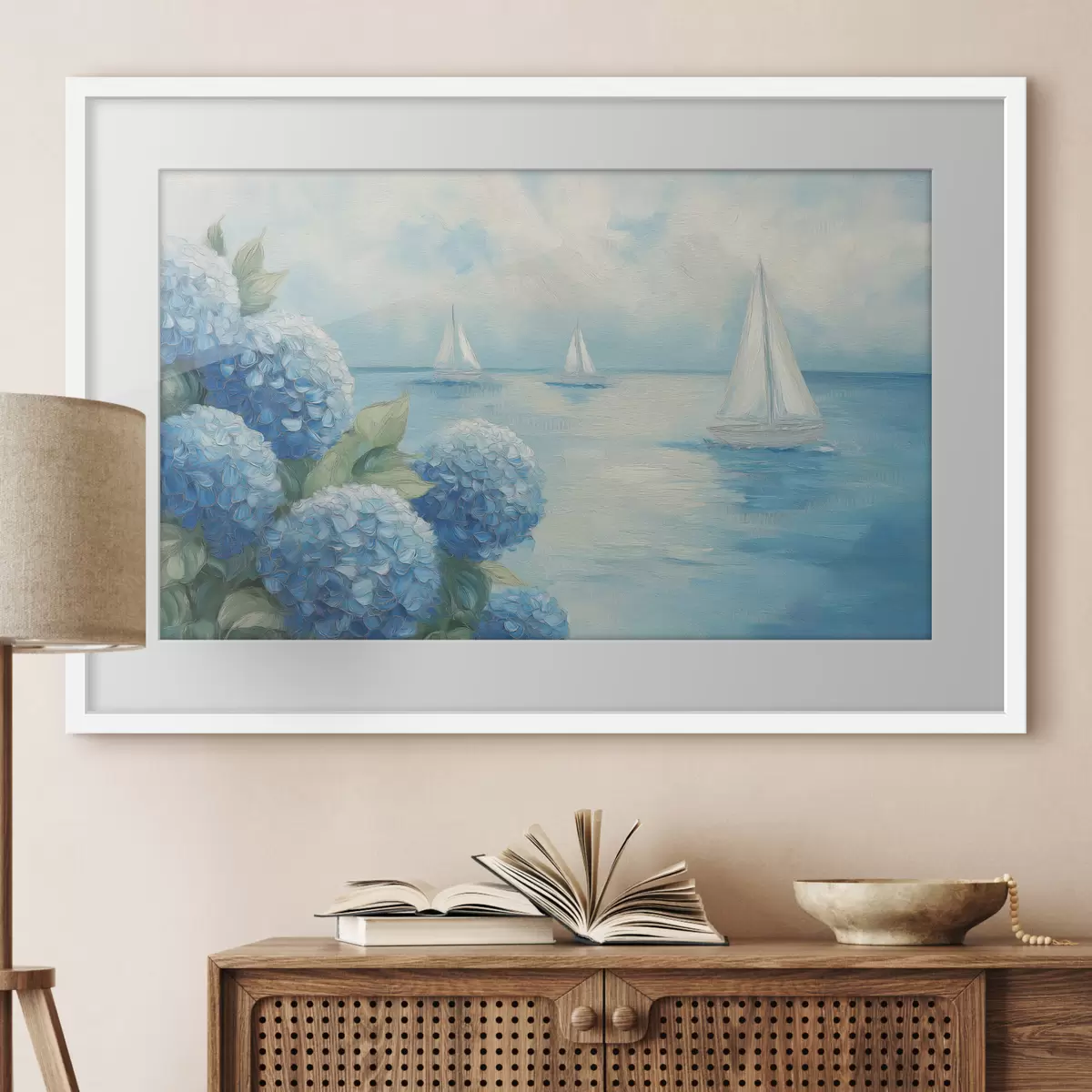Poster Paysage marin aux hortensias f49276