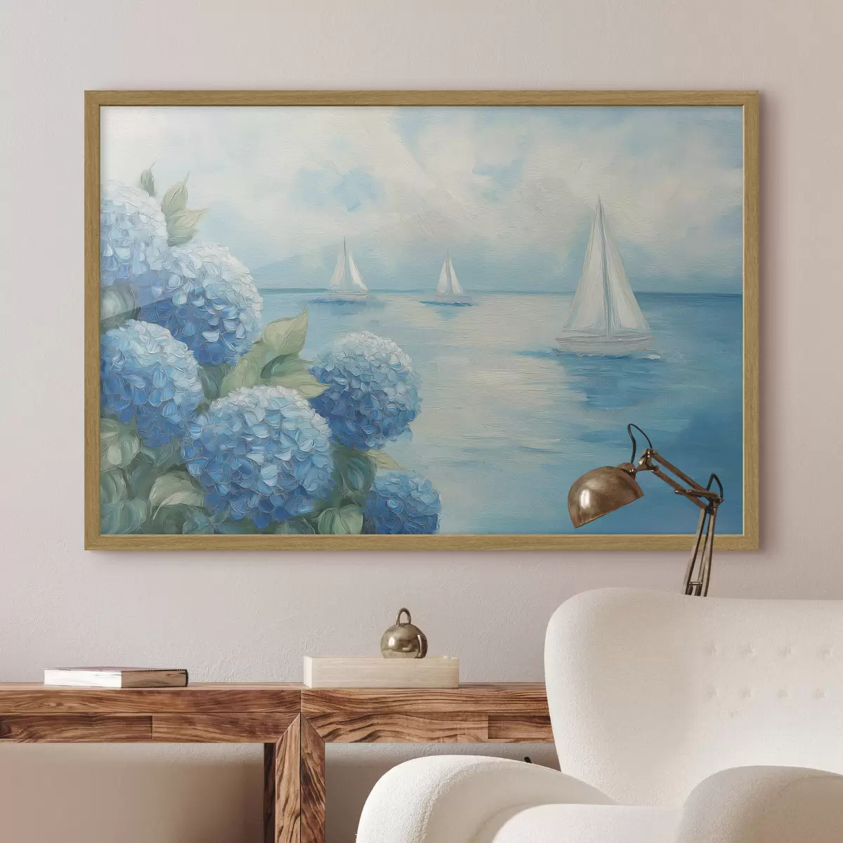 Poster Paysage marin aux hortensias f49276