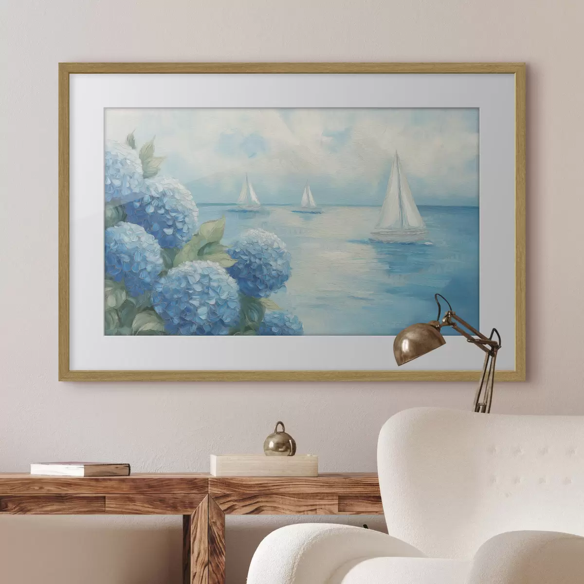 Poster Paysage marin aux hortensias f49276