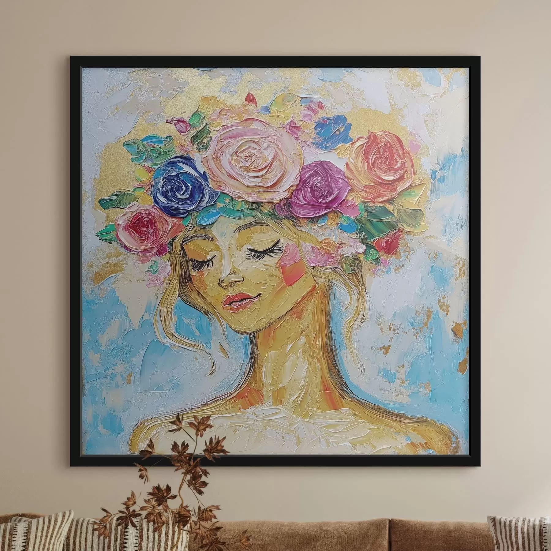 Papier peint Une jeune fille aux fleurs f49287