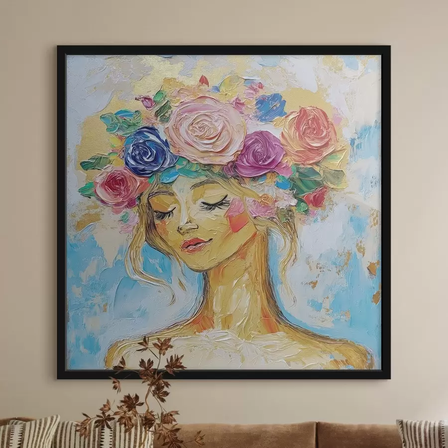 Papier peint Une jeune fille aux fleurs f49287
