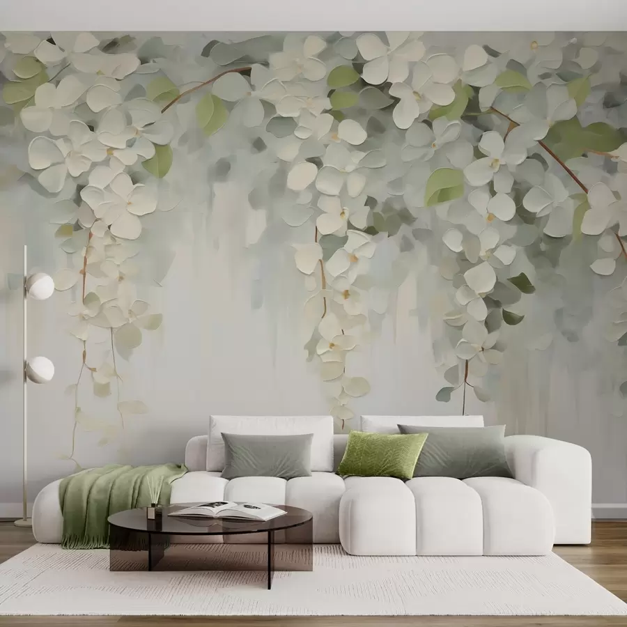 Papier peint Peinture abstraite représentant des fleurs suspendues w05641