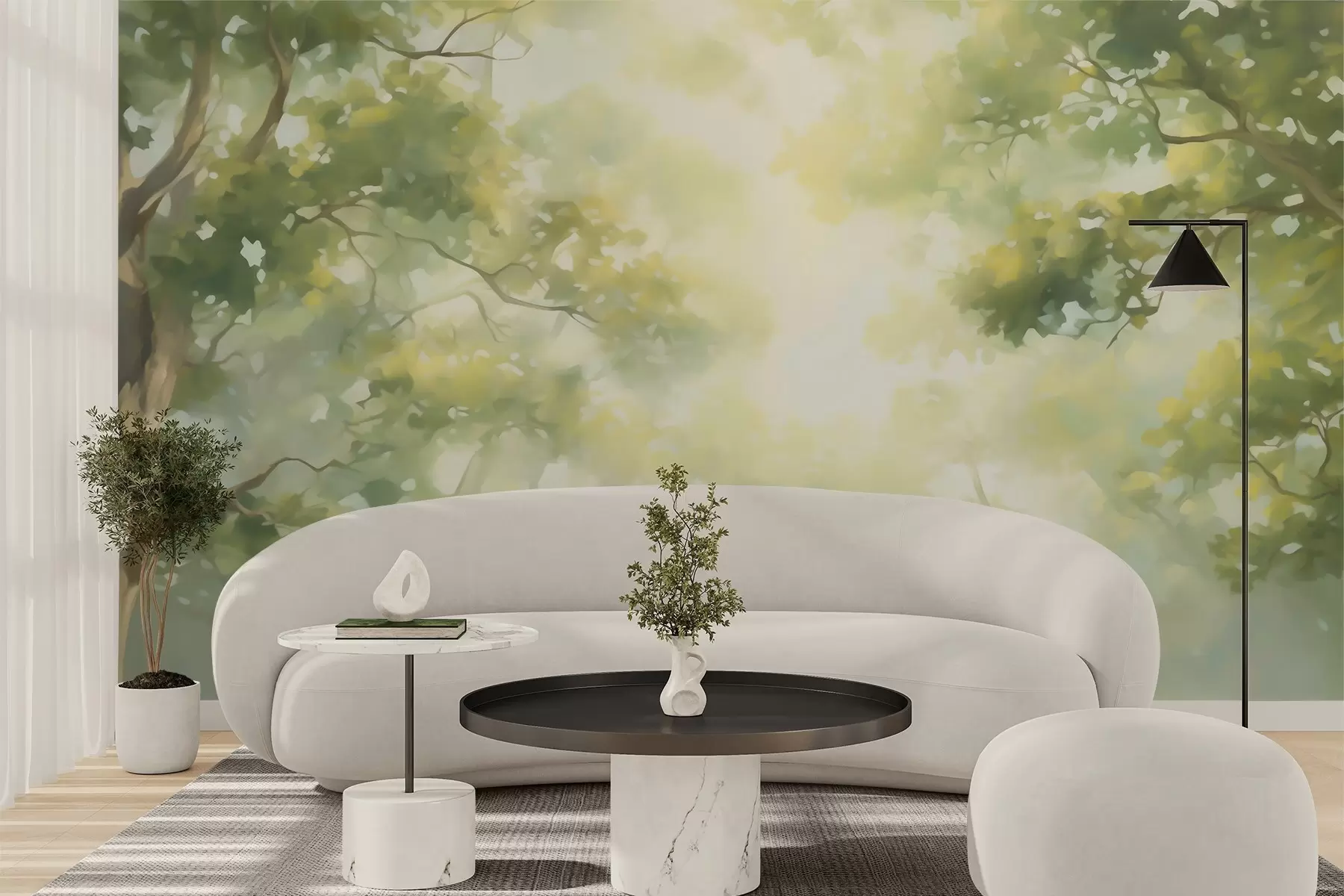 Papier peint Peinture abstraite imitant des branches d'arbre w05588