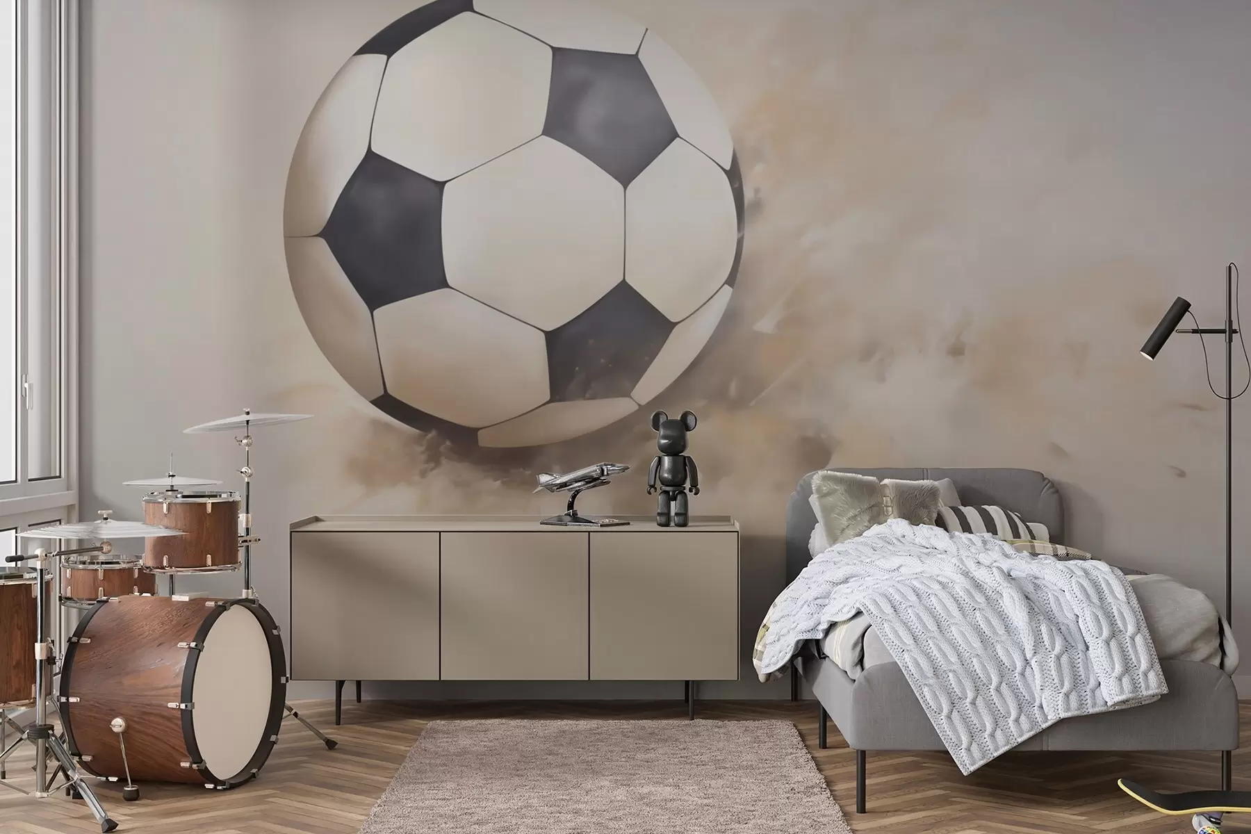 Papier peint Peinture imitant un ballon de football w05640