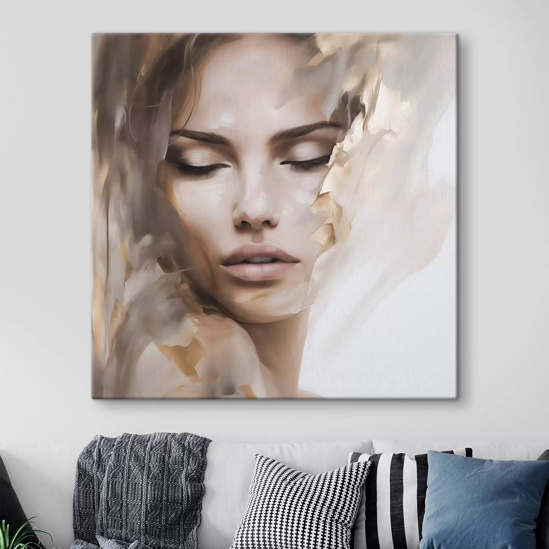 Tableau Portrait abstrait d'une femme, imitation de peinture s49132