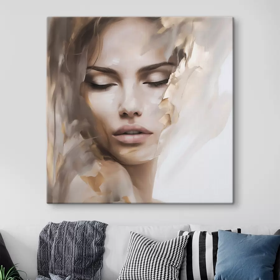 Tableau Portrait abstrait d'une femme, imitation de peinture s49132