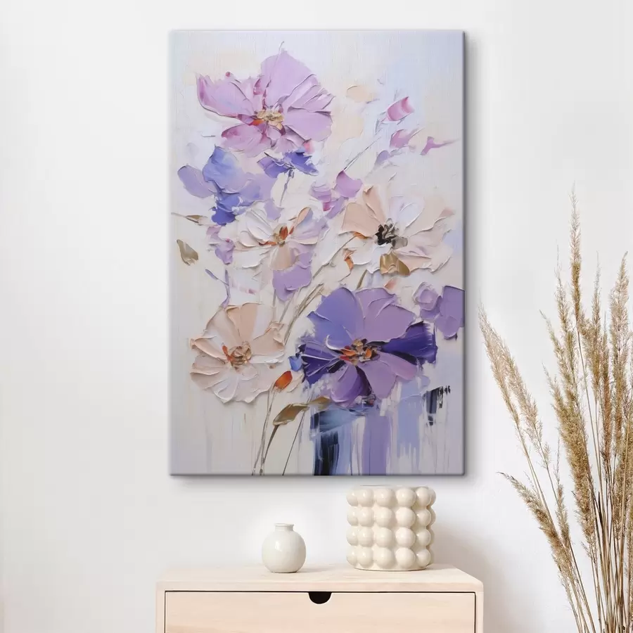 Tableau Fleurs aux couleurs vives, imitation de peinture s49135