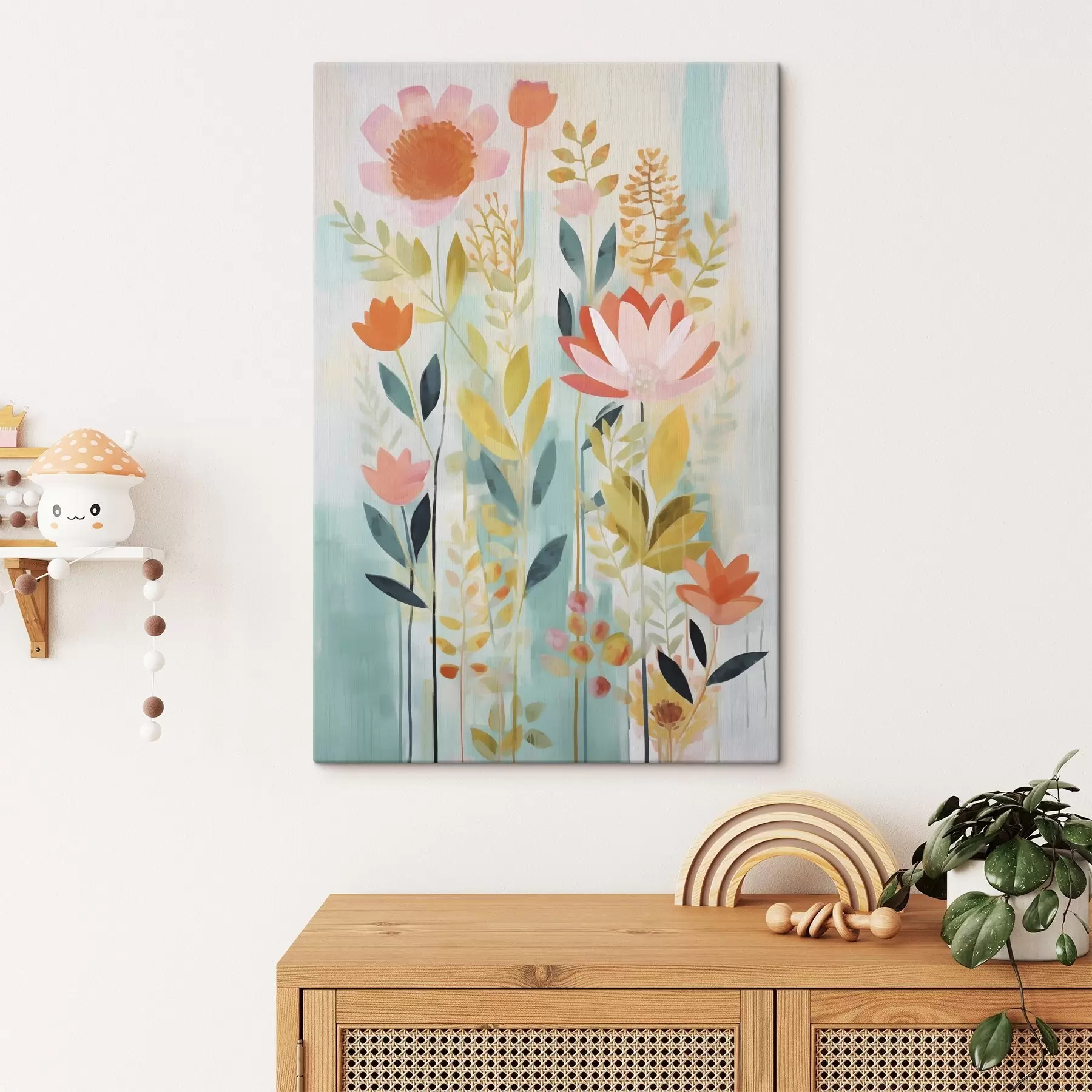 Tableau Composition florale abstraite, imitation de peinture s49139